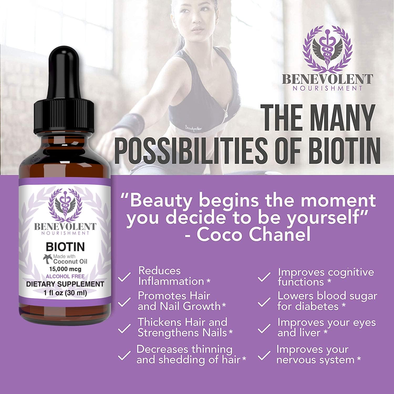 Liquid Biotin Drops 15,000 mcg (1 oz)