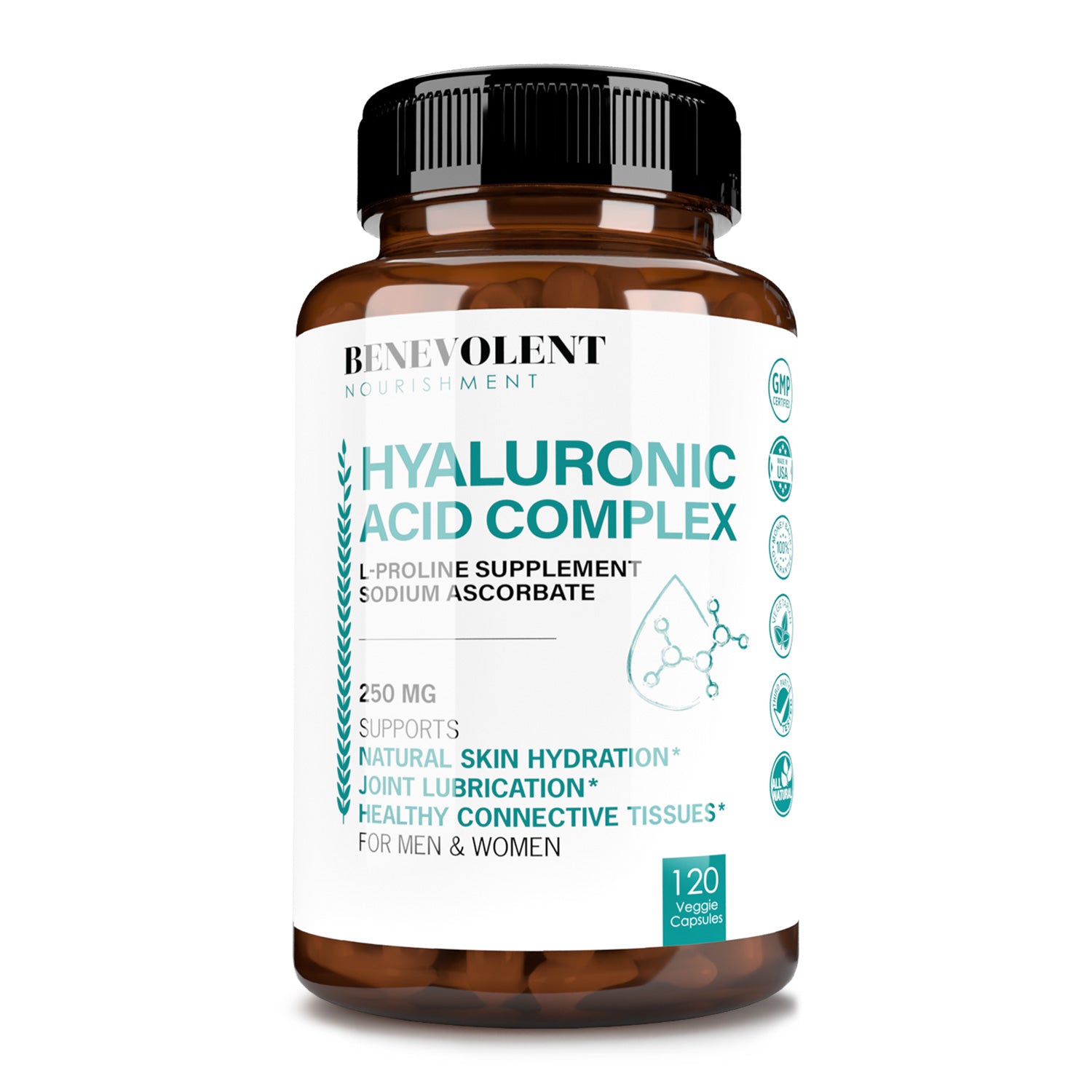 Hyaluronic Acid Complex 250 mg (60 servings) - Benevolent Nourishment Hyaluronic Acid Complex 250 mg (60 servings) - Benevolent Nourishment