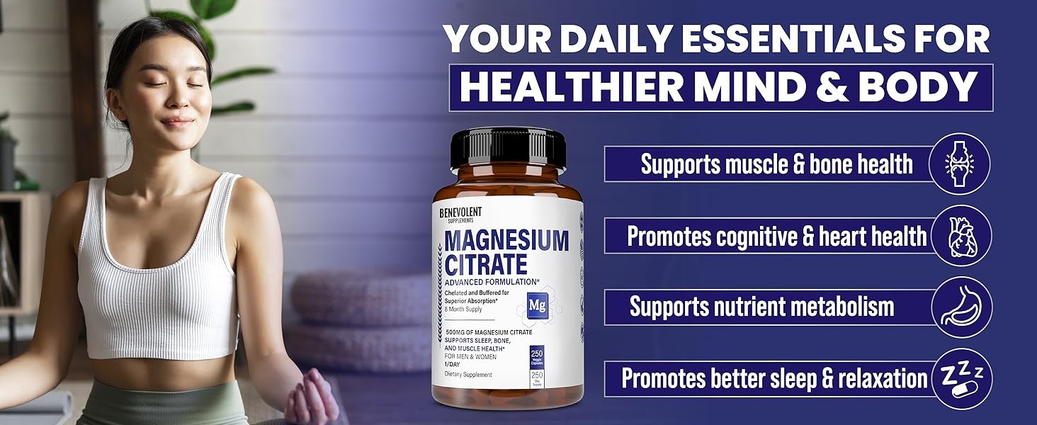 About Magnesium Citrate 500 mg (250 Veggie Caps)