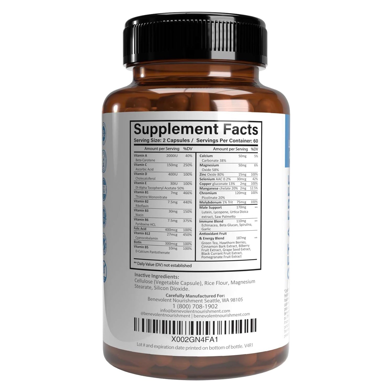 Multivitamin For Men bottle back