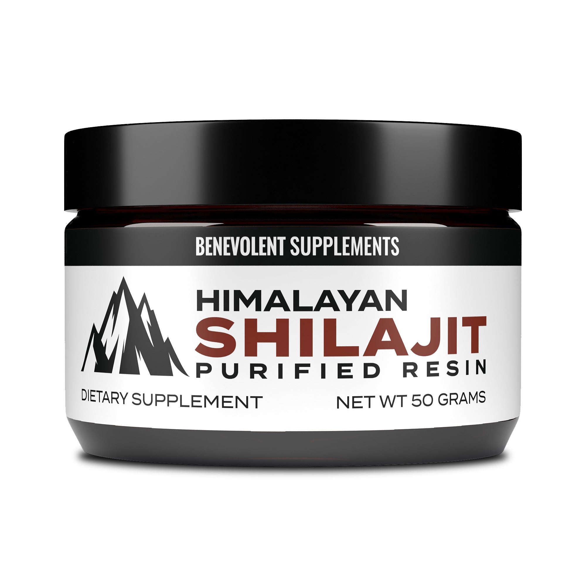 A jars of Himalayan Shilajit dietary supplement.