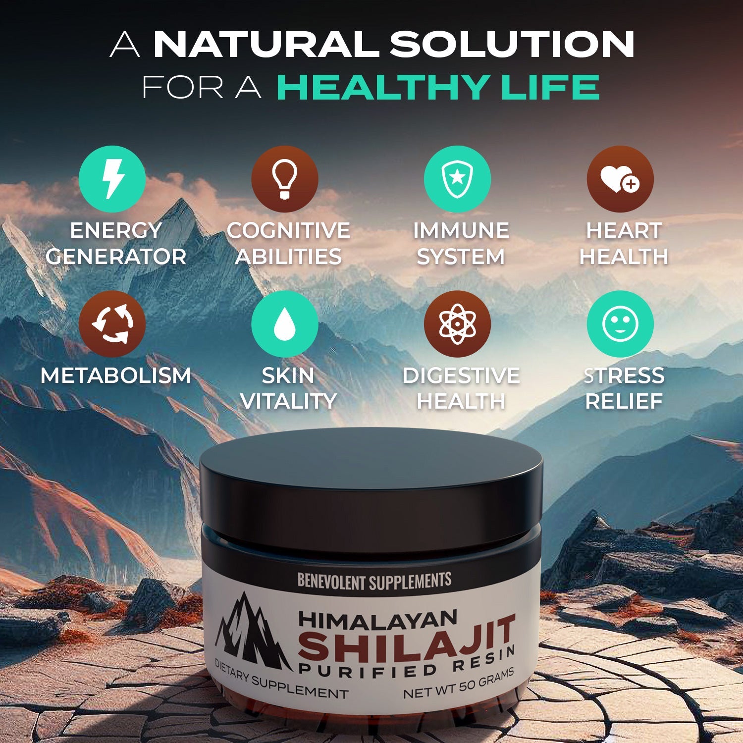 A jars of Himalayan Shilajit dietary supplement.