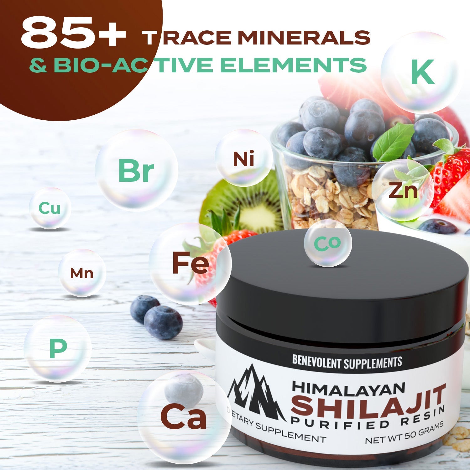 A jars of Himalayan Shilajit dietary supplement.