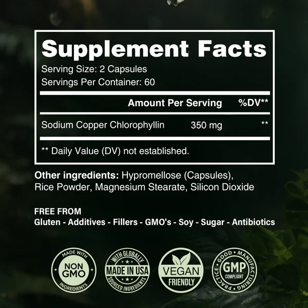 Organic Chlorophyll 350 mg (120 Veggie Caps)