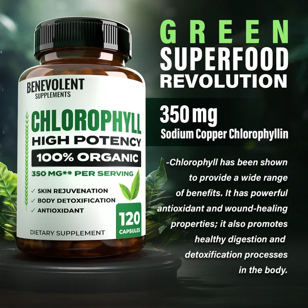 Organic Chlorophyll 350 mg (120 Veggie Caps)