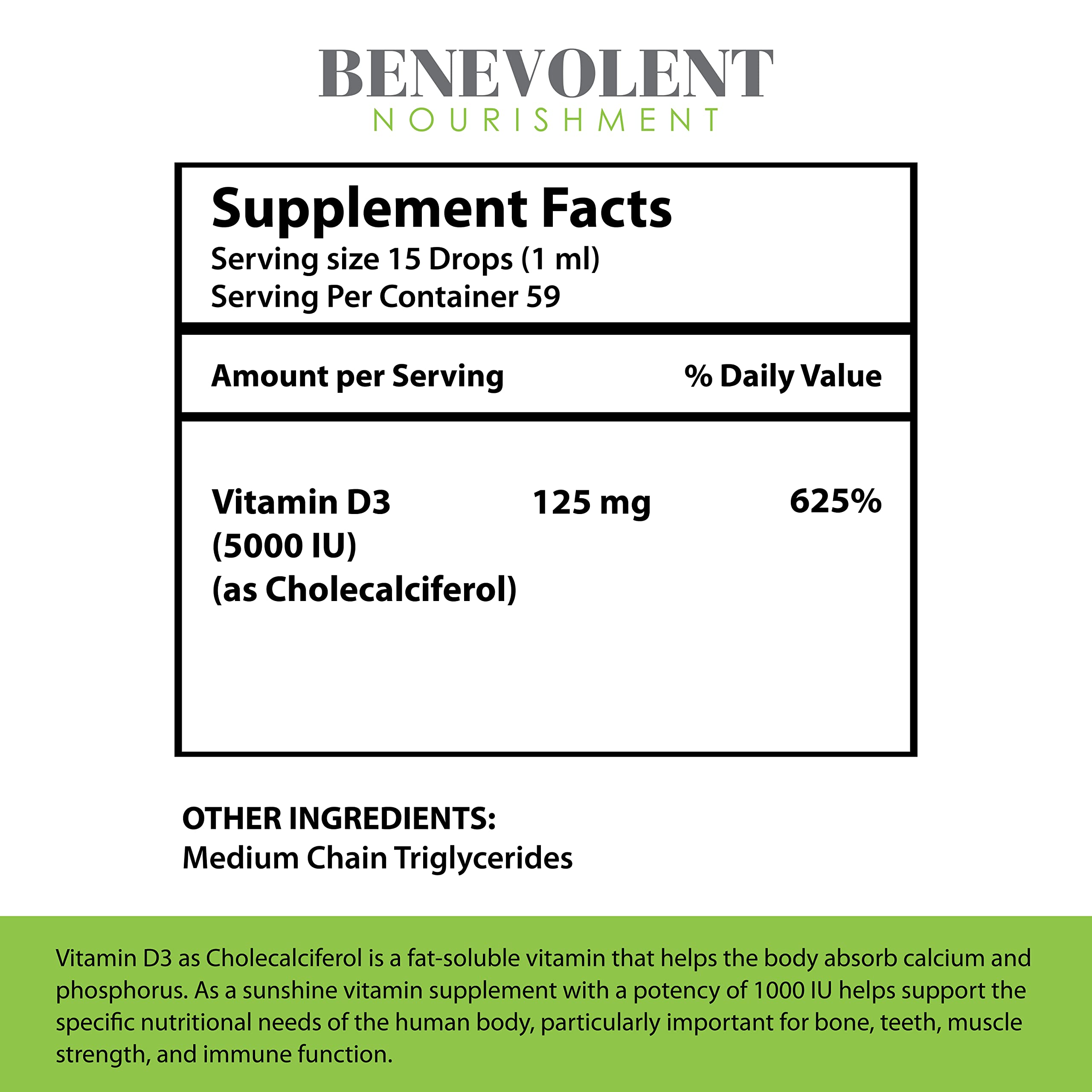 Liquid Vitamin D3 supplement facts