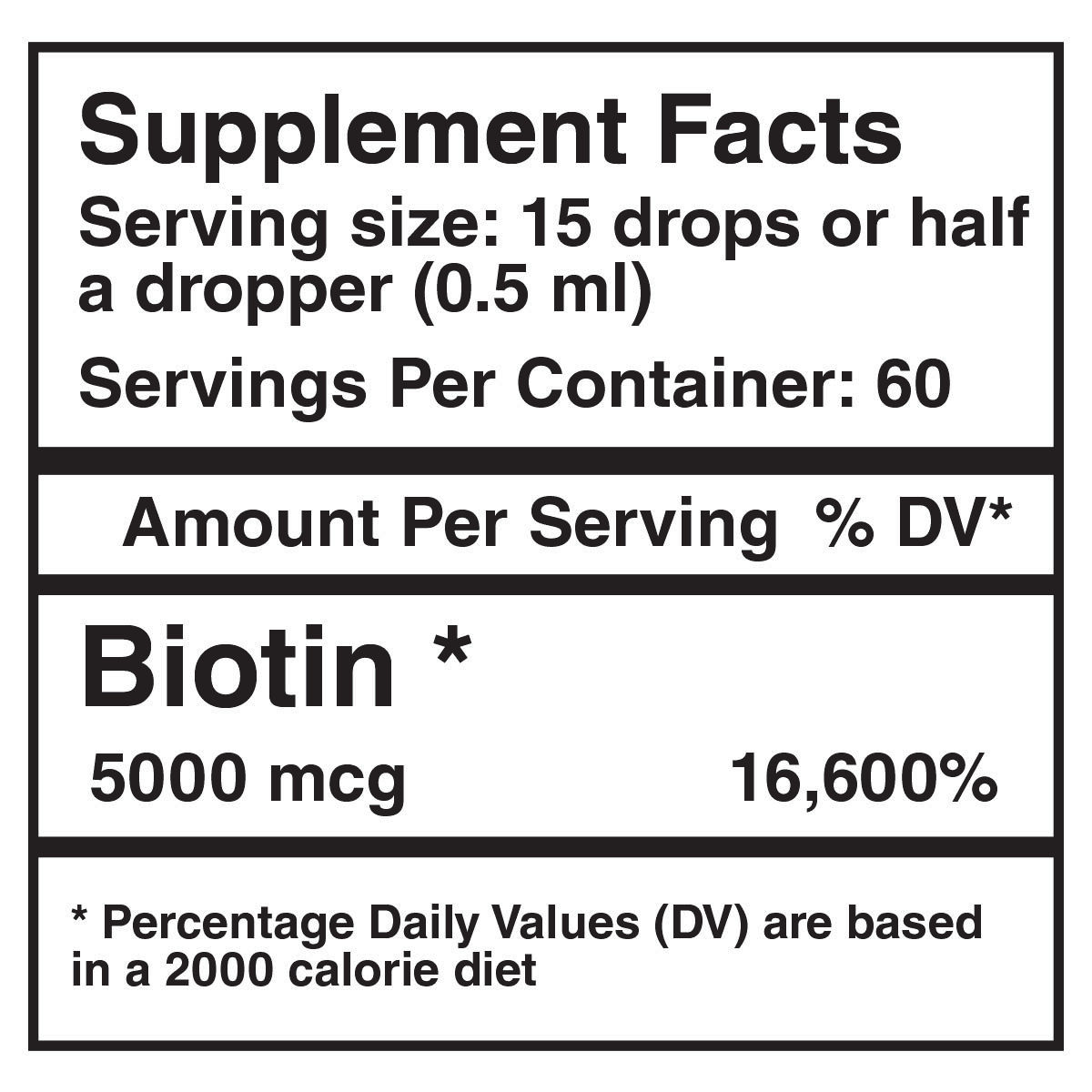 Liquid Biotin supplement facts