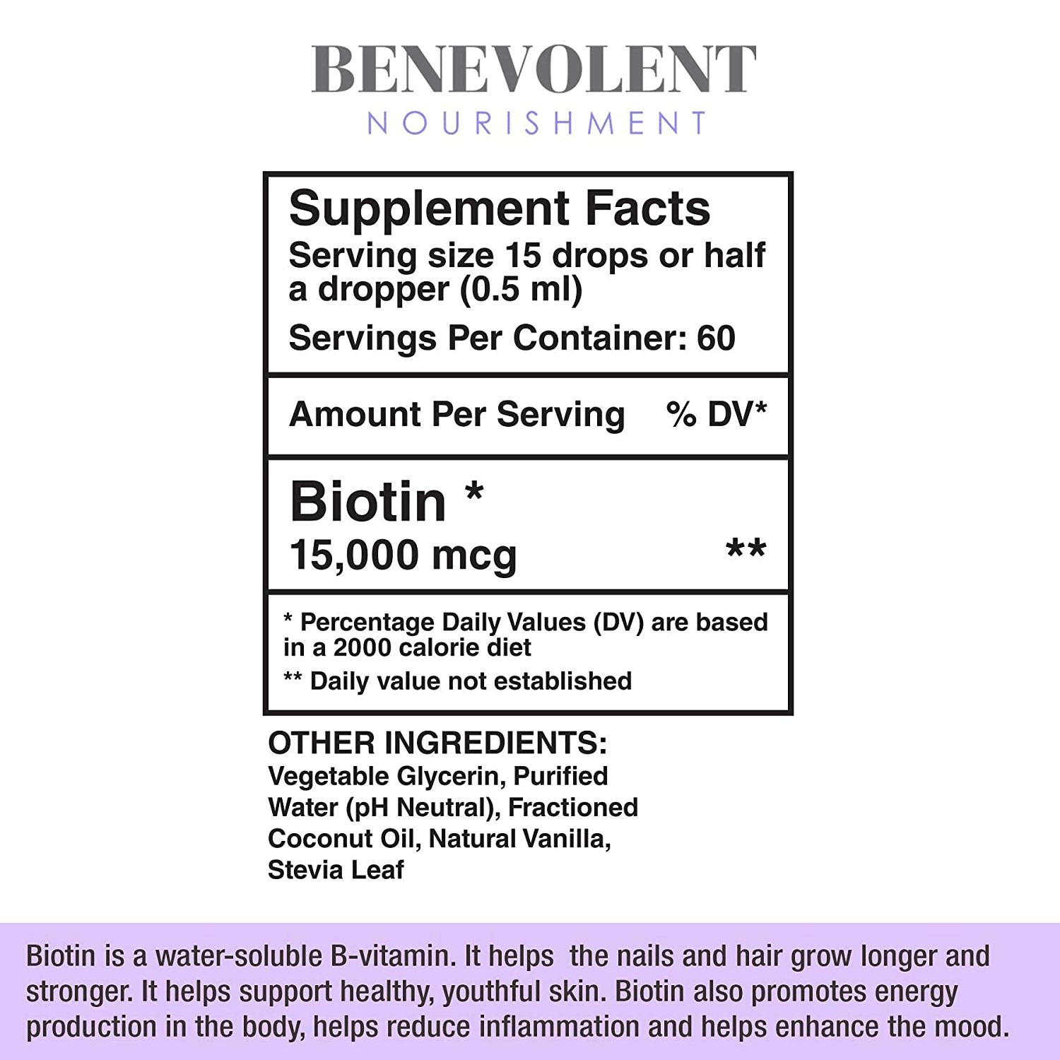 Liquid Biotin 15000 Supplement Facts