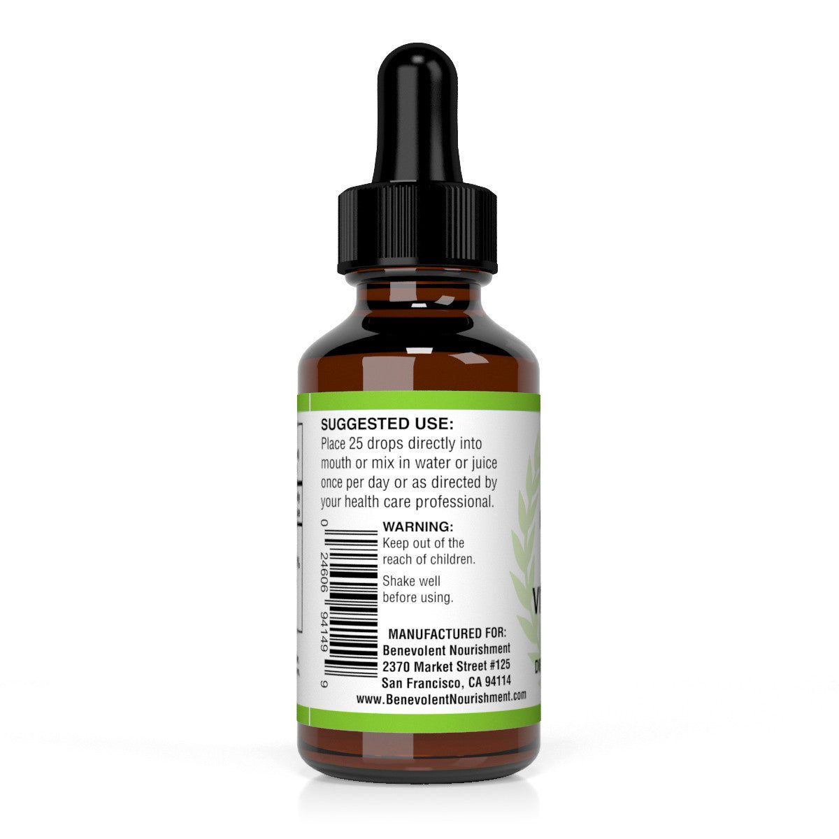 Liquid Vitamin B12 Sublingual bottle back