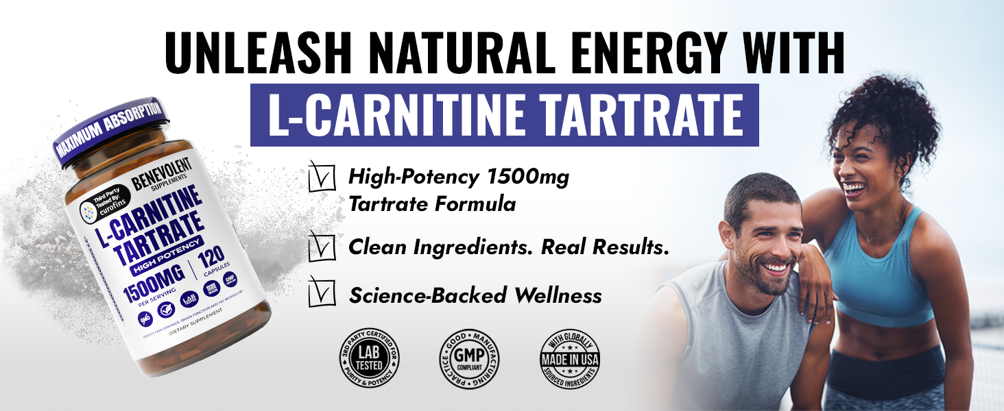 L-Carnitine Tartrate Amino Acid 1,500 mg - Benevolent Nourishment L-Carnitine Tartrate Amino Acid 1,500 mg - Benevolent Nourishment