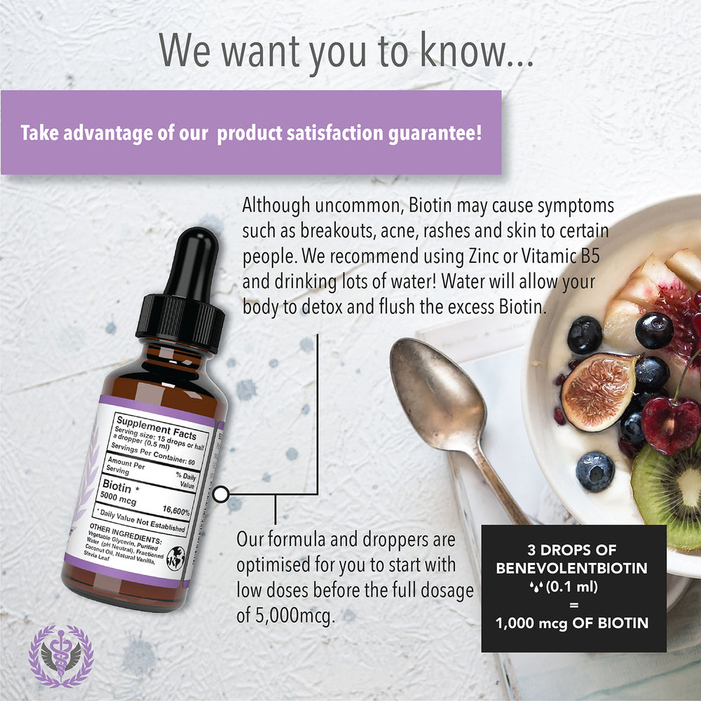 Liquid Biotin Drops 5,000 mcg (60 servings) - Benevolent Nourishment