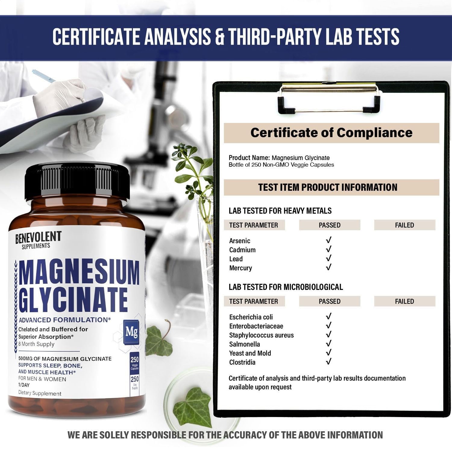 Certificate of analysis and third-party lab tests