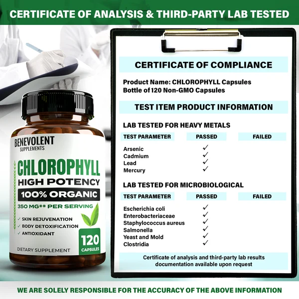 Organic Chlorophyll 350 mg (120 Veggie Caps)