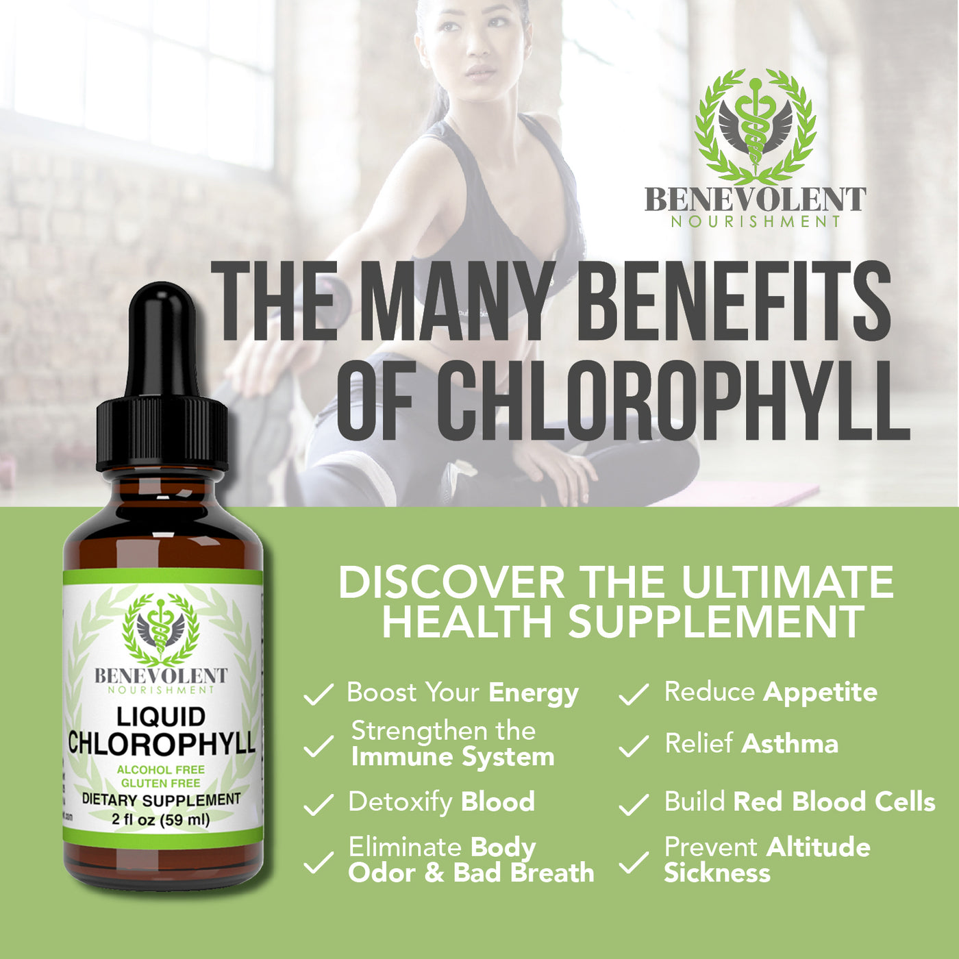 Liquid Chlorophyll Extract Drops Peppermint Flavor (118 servings)