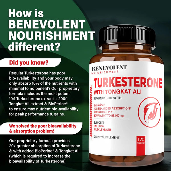 Turkesterone 8,000mg + Tongkat ali 80,000mg + BioPerine® [Maximum Strength]