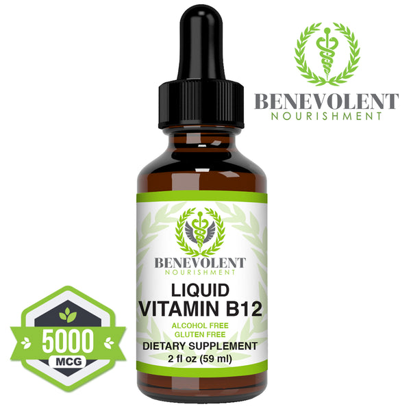 Vitamin B12 Liquid Drops Formula with Folic Acid and Biotin (2oz.) - Benevolent Nourishment Shop