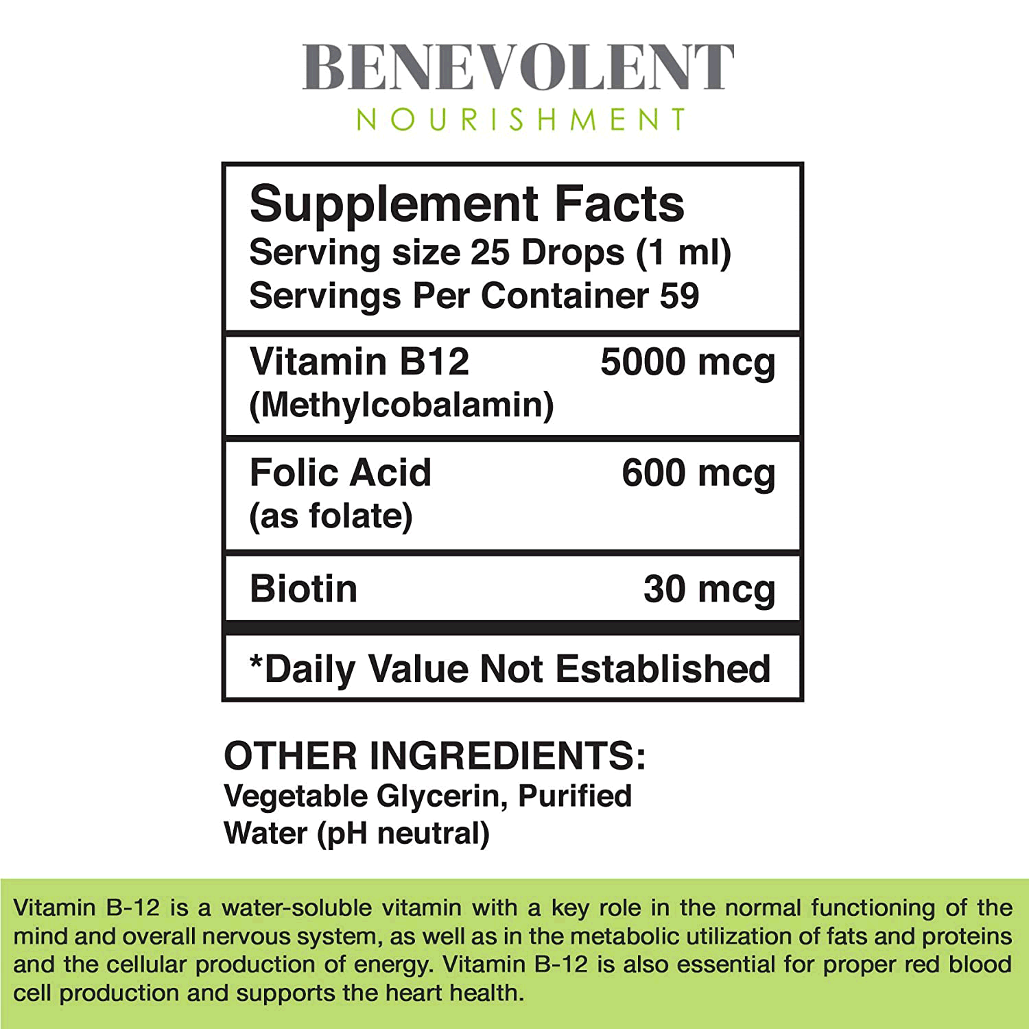 Liquid Vitamin B12 supplement facts
