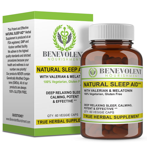 Natural Sleep Aid with Valerian & Melatonin 60 Veggie Caps - Benevolent Nourishment Shop