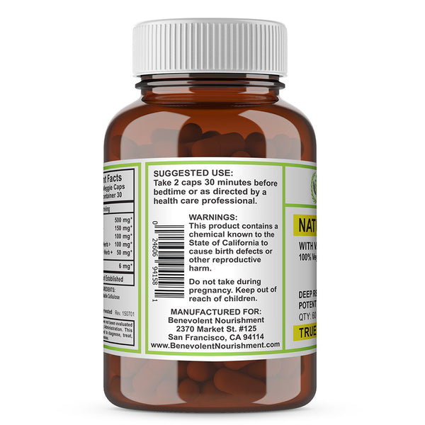 Natural Sleep Aid with Valerian & Melatonin 60 Veggie Caps - Benevolent Nourishment Shop