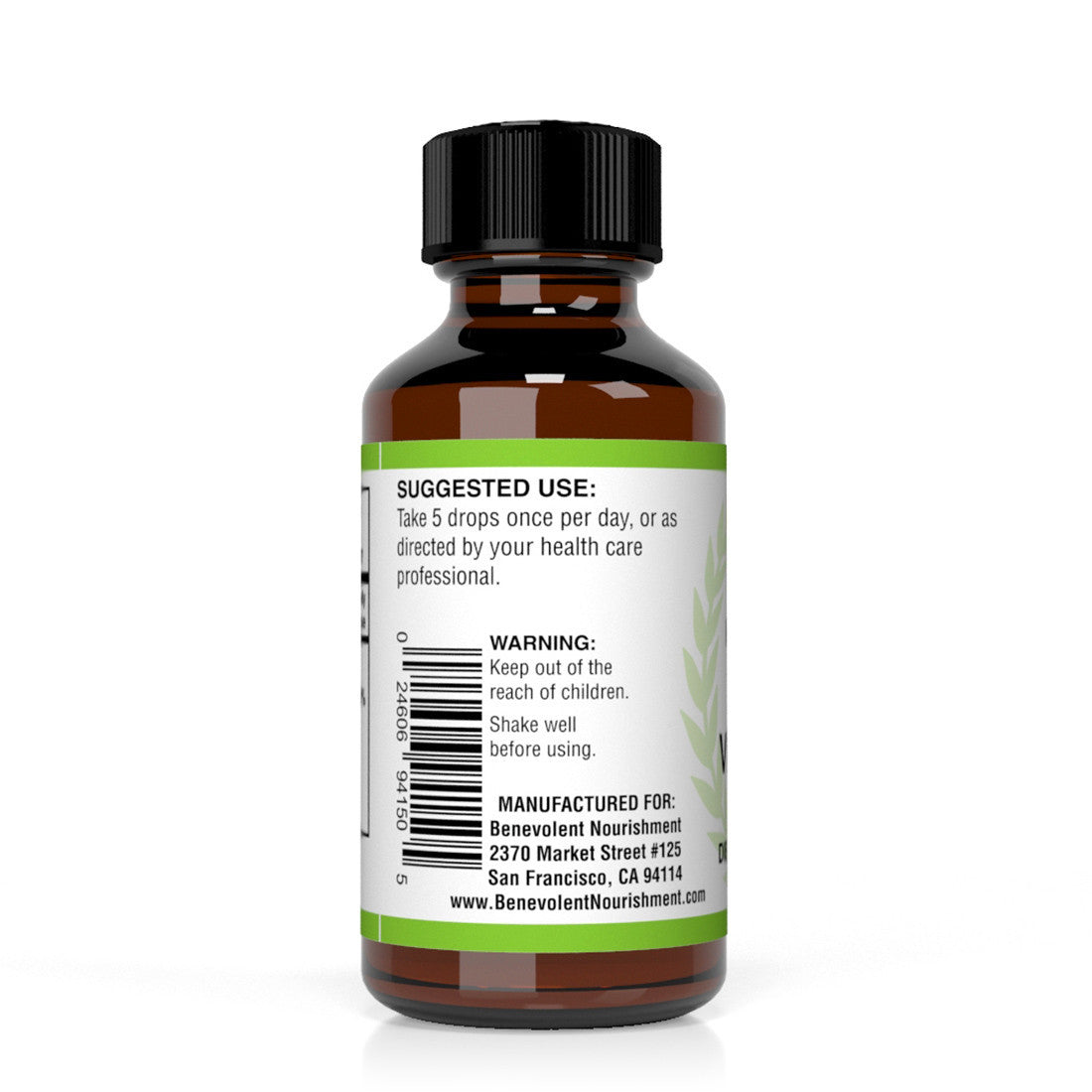 Liquid Vitamin D3 bottle back